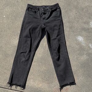 GRLFRND Black Straight Leg Jeans with Frayed Hem Size 26